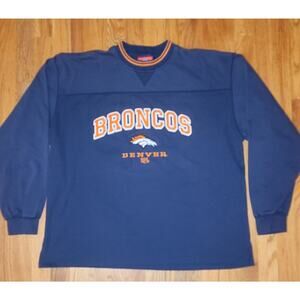 Denver Broncos Thick Shirt Mens XL Blue Orange Long Sleeve NFL Football